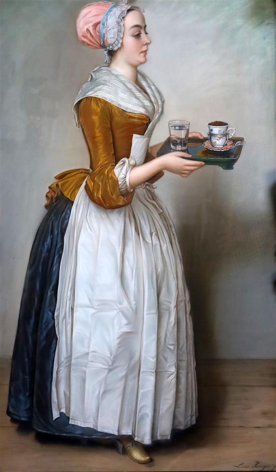 Lina Krieger (After Jean-Etienne Liotard) La chocolatiere 33 x 20.5in.